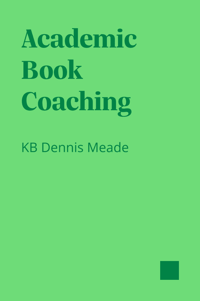 A greed box in the shape of a book with "Academic Book Coaching" written on the cover.