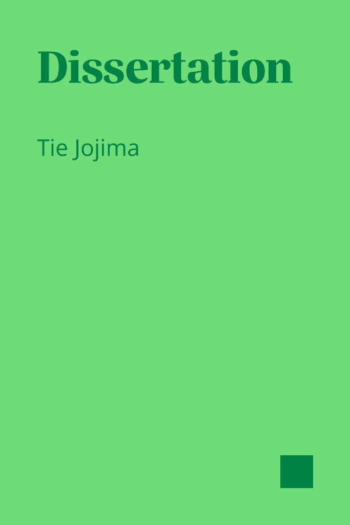 Green box in the shape of a dissertation with "dissertation copyediting" written on the front