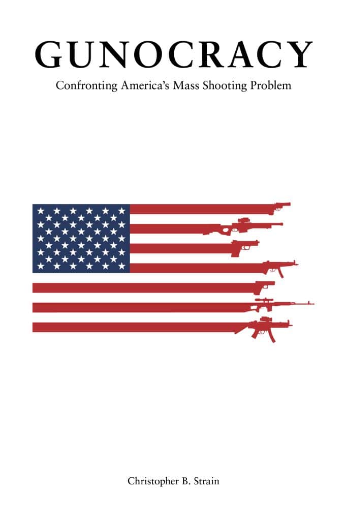 Cover of Gunocracy: Confronting America's Mass Shooting Problem, a book by Christopher Strain published by Flatpage